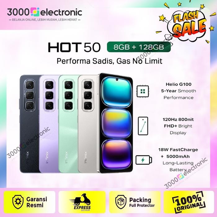 Hapeklik- Infinix Hot 50 Ram 8+8Gb/128Gb & 6+6Gb/256Gb (Up To 16Gb Extended Ram) Helio G100 -