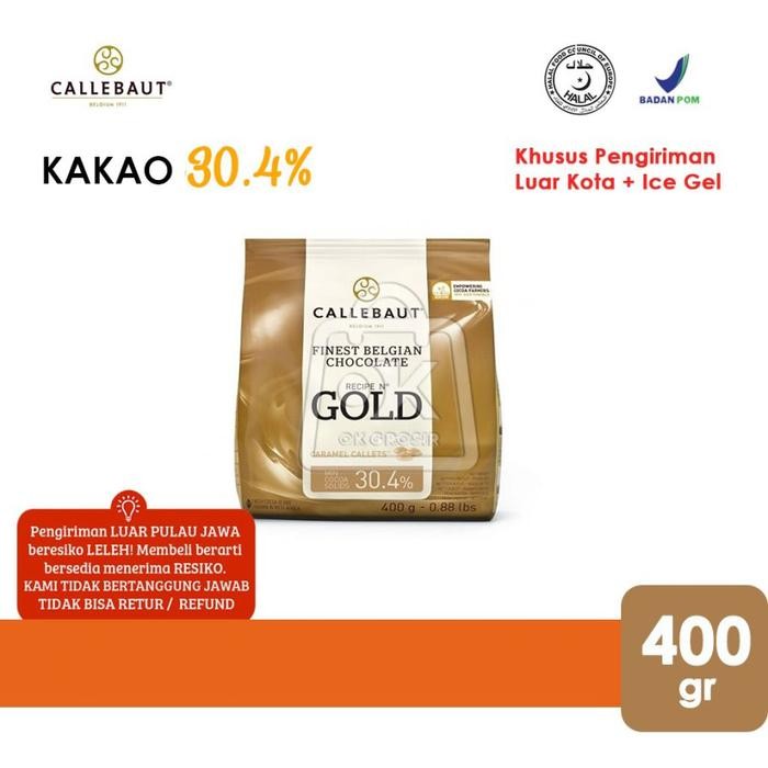 

Callebaut GOLD Caramel Chocolate Couverture Cokelat (Pack Asli 400gr)