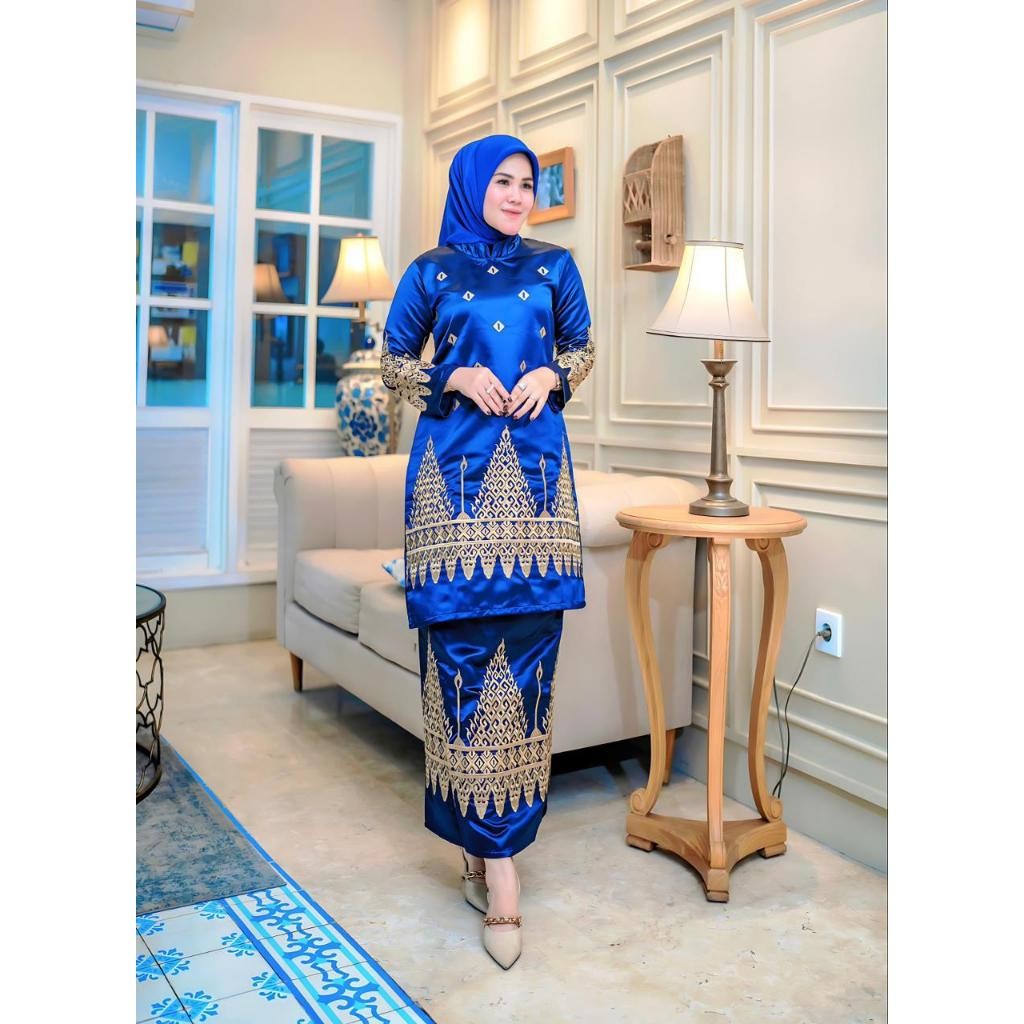 Setelan Tunik Bordir Manual/Baju Bridal/Baju Pesta/Baju Adat/Set Baju Kurung/ Kebaya Malaysia(Jumbo