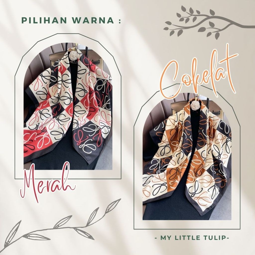 Glamourgemss Scarf Leher 90X90 Cm / Syal Cewek / Scarf Pramugari / Syal Blouse Kantoran / Scarf