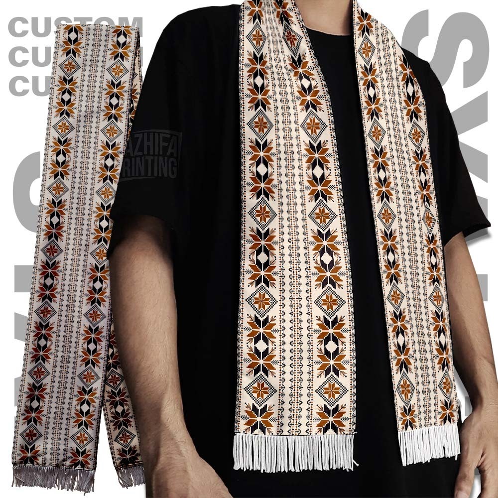 Glamourgemss Nazhifa Printing - Syal Batik Vintage Style - Syal Batik Scraft Scarf Leher Pria Wanita