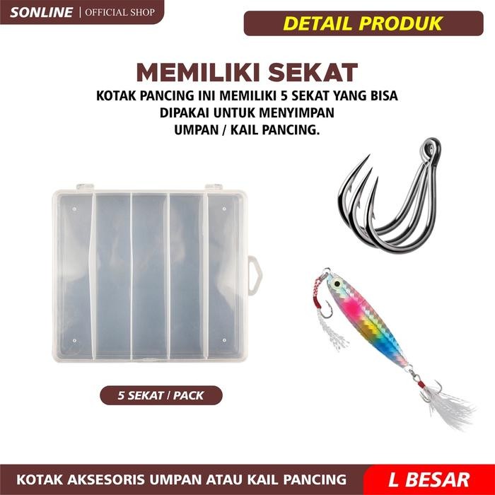 Sonline Kotak Penyimpanan Umpan Pancing Ukuran Besar/Large Box Alat Ikan Lure