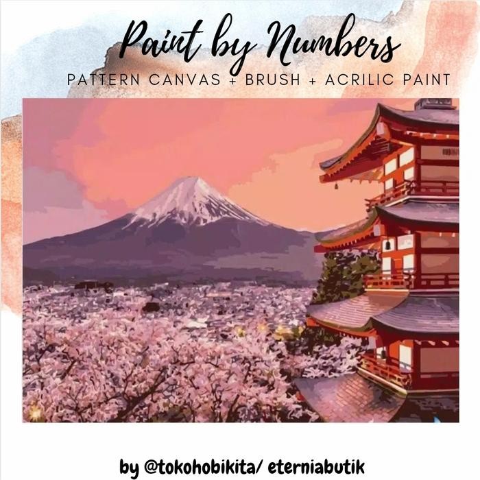 

Painting By Number Canvas 50 X 40 Cm Cat Akrilik - Mount Fuji Sakura