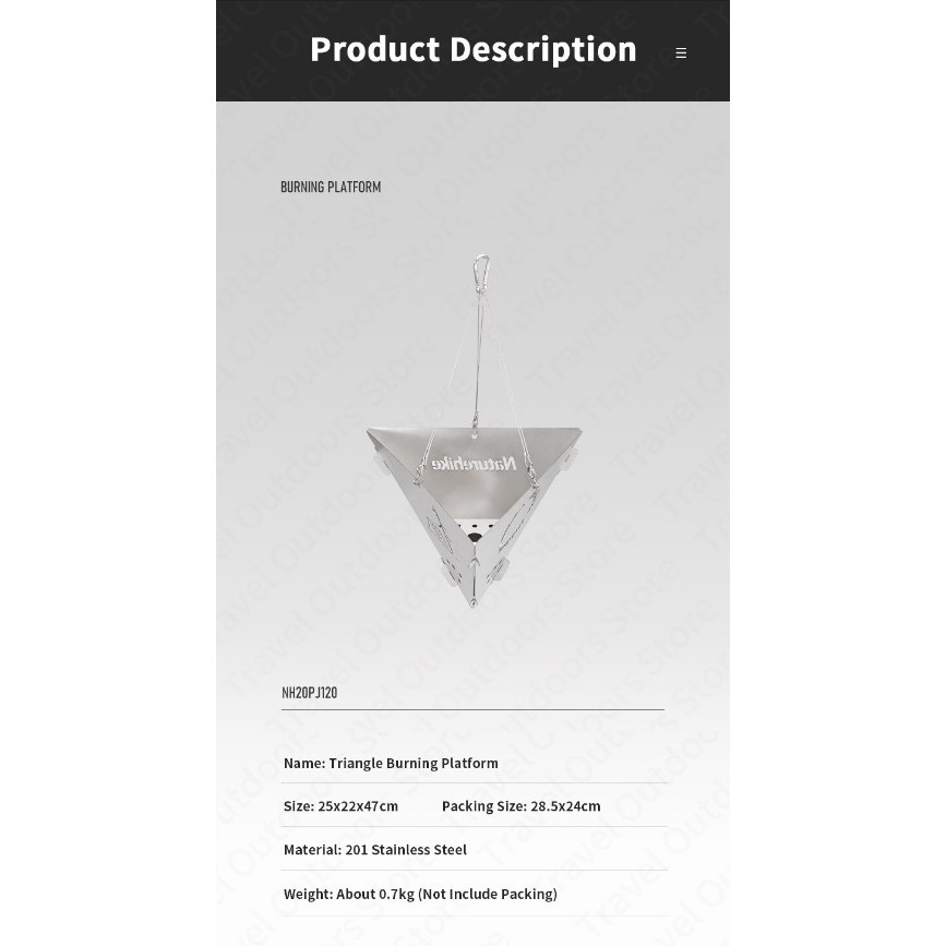 Naturehike Pembakar Kayu Gantung Nh20Pj120 Api Bakar Penghangat Camping