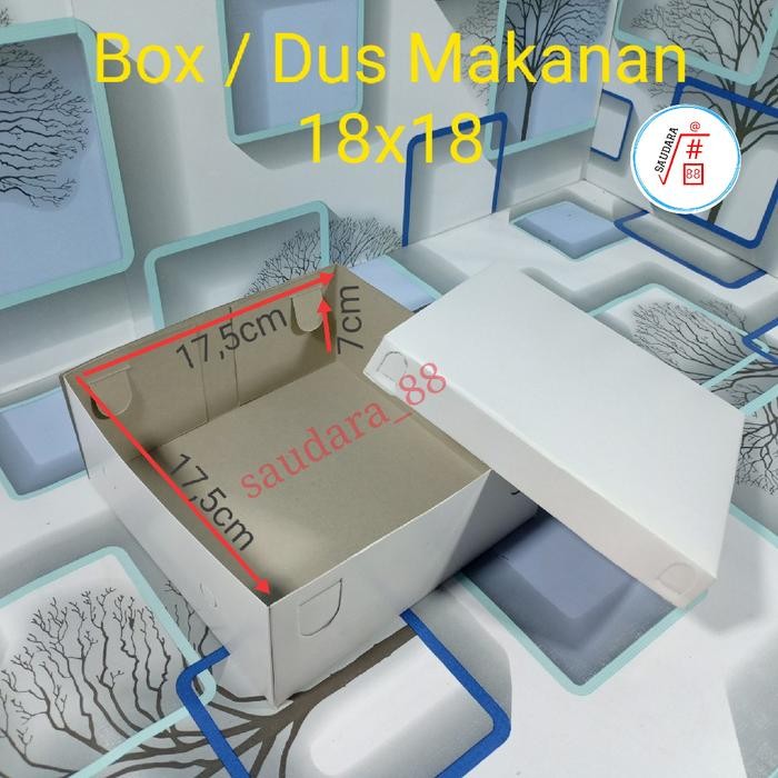 box kotak dus nasi kertas karton makanan 18x18 putih polos 50PCS
