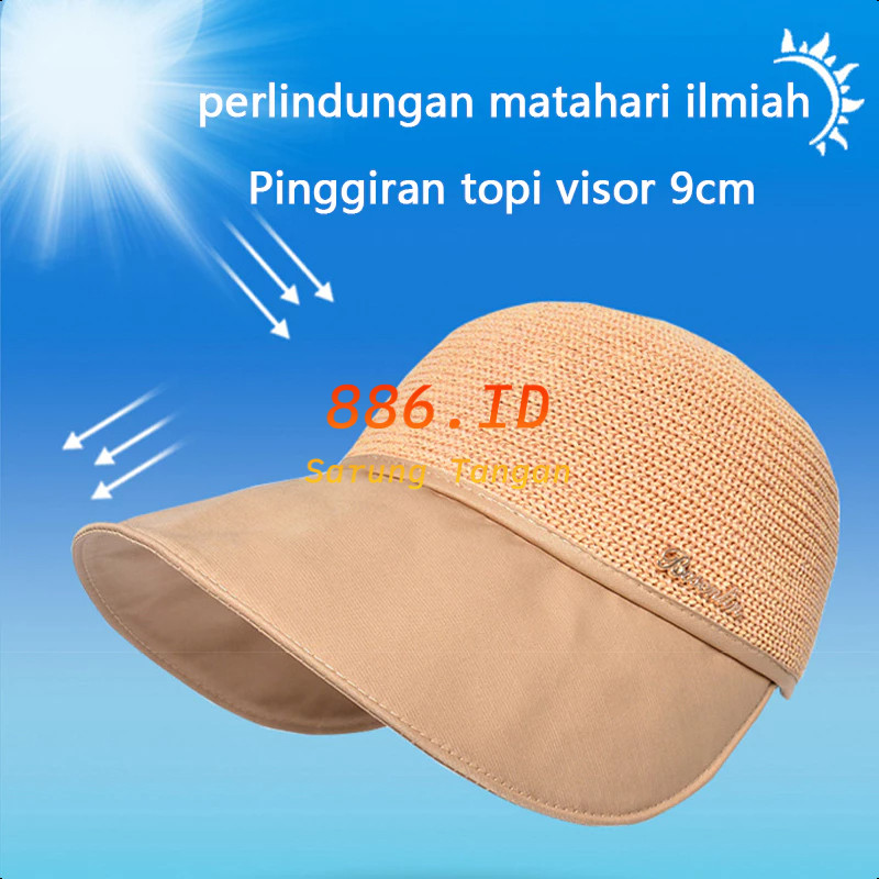 Beaded Bloom Topi Dewasa Wanita Topi Visor Wanita/Topi Lebar Wanita Pelindung Matahari/Topi Wanita
