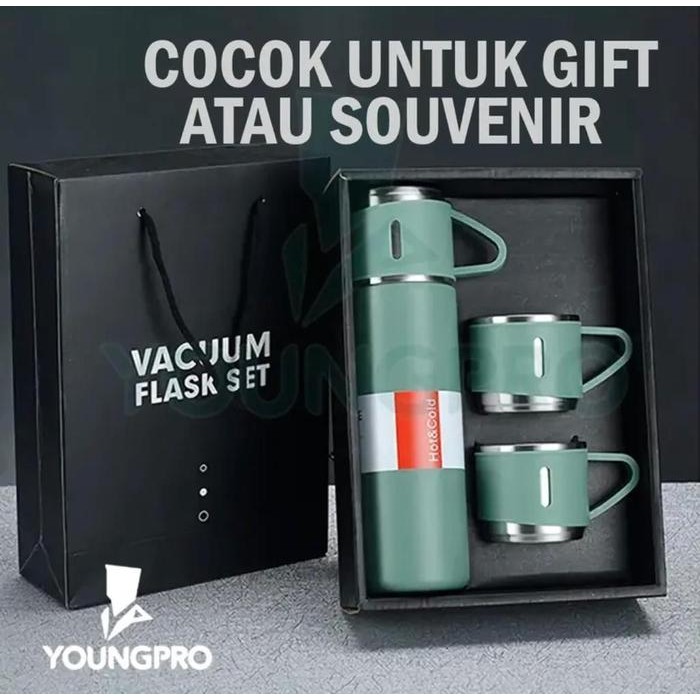 Termos Sultan 3 in 1 Vacuum Flask Set / Botol Minum Cangkir 500 ML