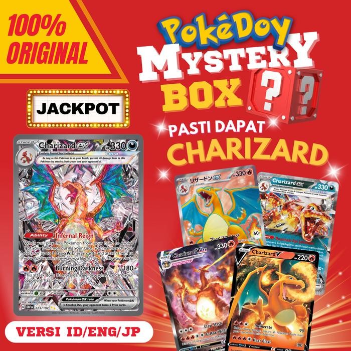 Kartu Pokemon Charizard Mystery Box TCG Card V Ex Vmax SAR SR RR GX Foil Holo Vstar Pack Misteri