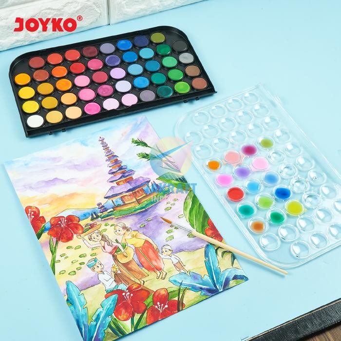 

(1 Set) Cat Air Watercolor Cake 48 Warna Joyko Wc-3-48 + Bonus Kuas Lukis Water Color