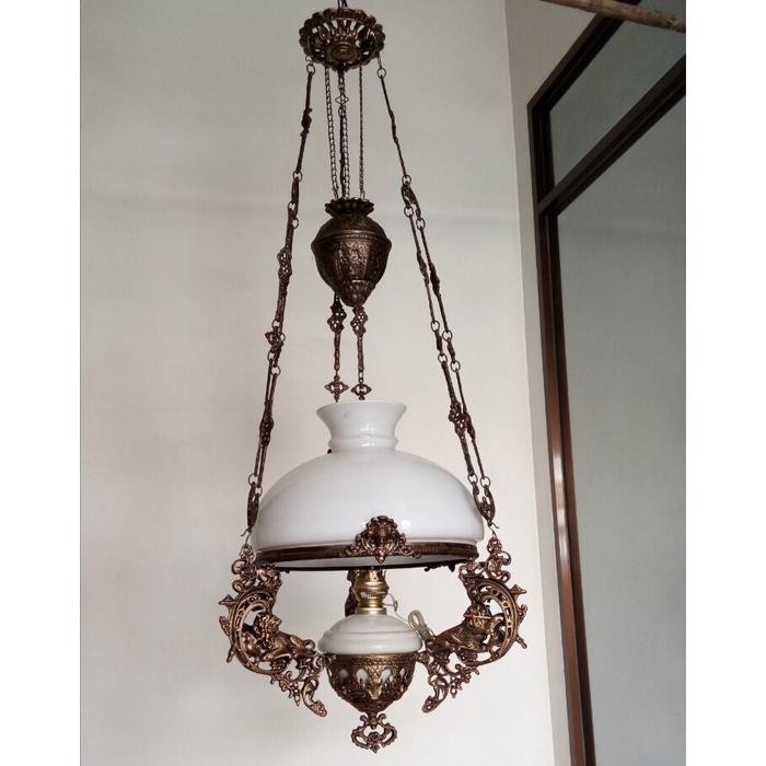 Lampu Gantung Kerek Batawi Jawa antik Kuno Ring Kaca r35 cm