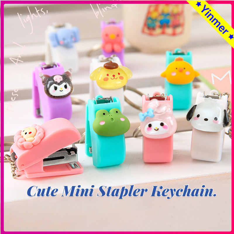 

CODStapler Mini Lucu Staples Mini Karater Gantungan Sanrio/Kuromi/Melody/Kunci Hekter Kartun Mini