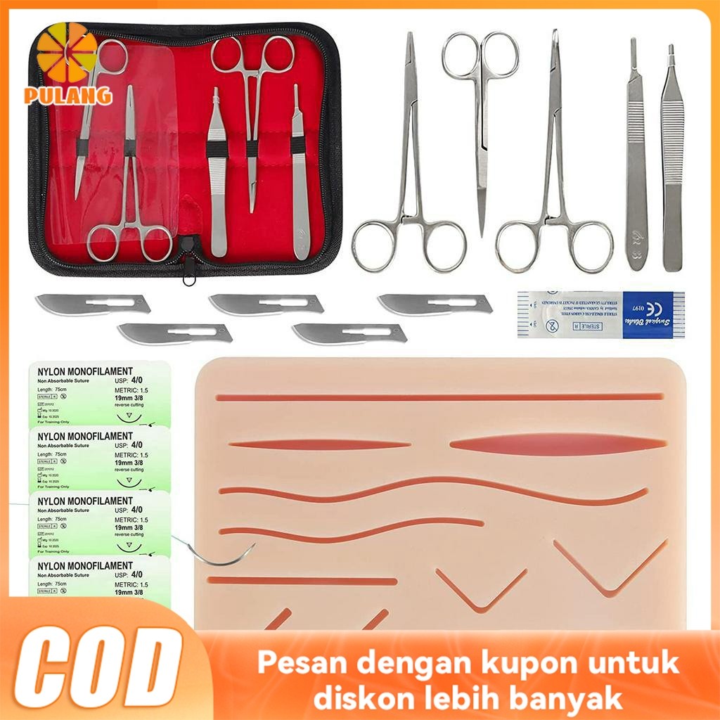 Pulang Alat Hecting Set Model Kulit Silikon Pad Sutura Latih Jahit Luka Medis Wound Suture Hecting
