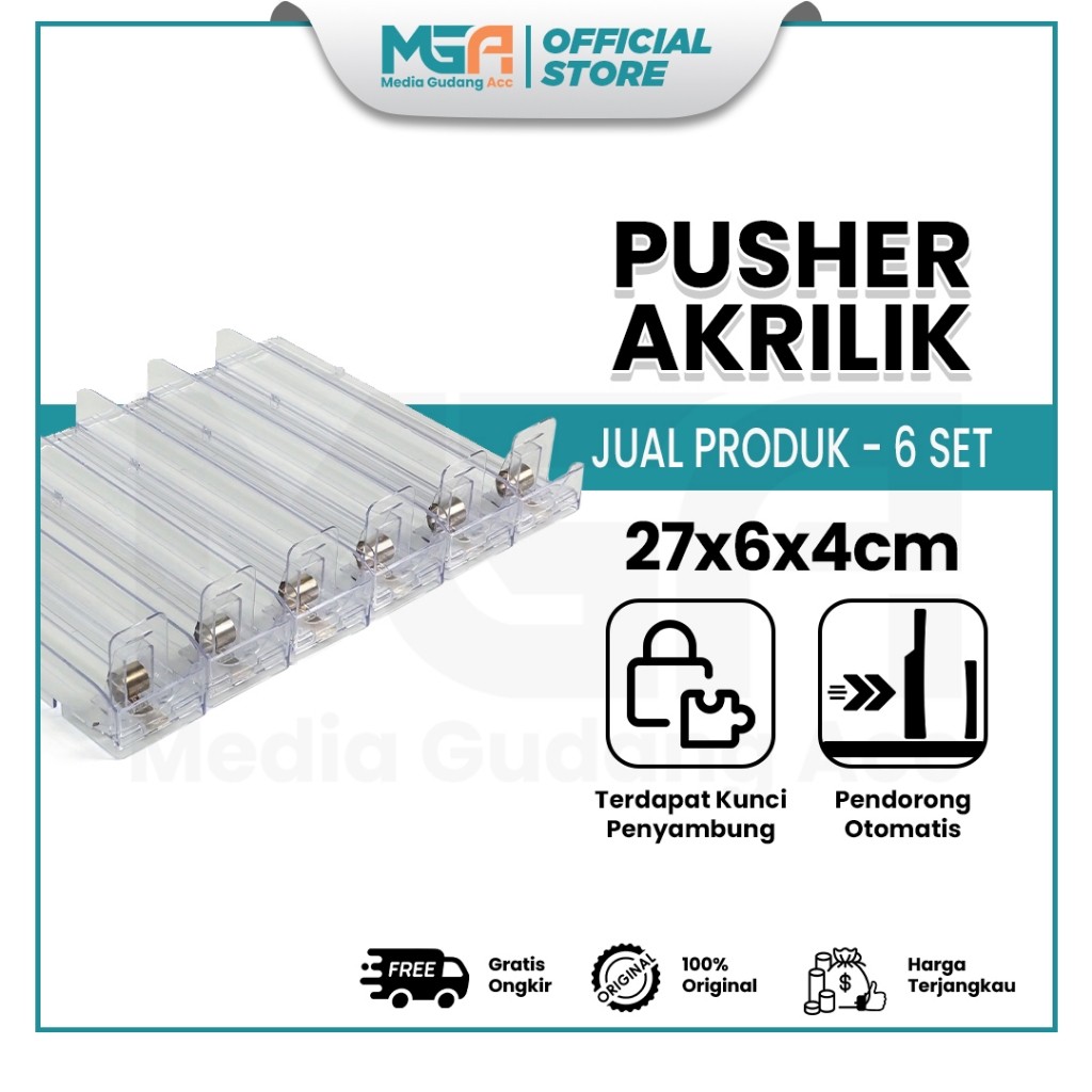 Pusher Rokok 6Set / Tempat Rokok / Rak Rokok Akrilik / Pusher Display Akrilik