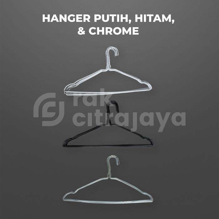PREMIUM HANGER GANTUNGAN BAJU KAWAT HITAM PUTIH BIRU HIJAU CHROME ANTI KARAT