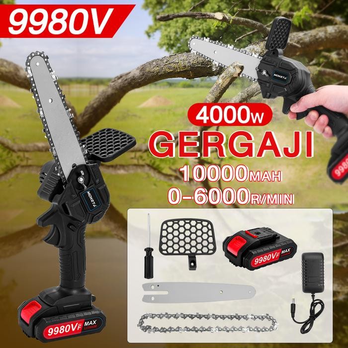 PREMIUM Gergaji Listrik Rantai Elektrik Mini Portable Chainsaw 6 Inch Chainsaw Cordless Chainsaw