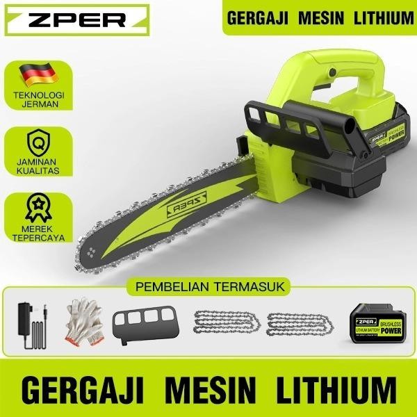 PREMIUM Chainsaw Cordless 12Inch Gergaji Mesin Lithium Gergaji Rantai Elektrik