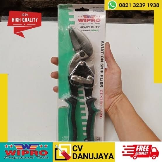 PREMIUM WIPRO GUNTING SENG 10" Gunting Baja Ringan Gunting Holo Bengkok Kiri