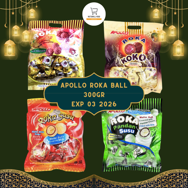 

Apollo Roka Wafer Ball 50s (300gr/250gr) Original/Susu/Pandan/Koko Snek Jadul Biskuit Bola Coklat