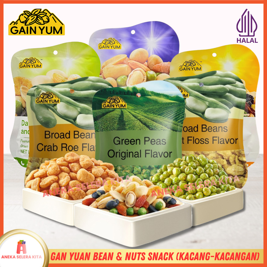 

Gan Yuan Cemilan Kacang rasa Crab Roe Flavour Beans Peas Original Sunflower Seed (Kacang Ganyuan)