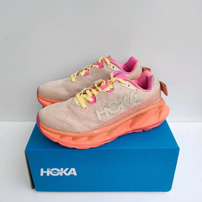 TERBARU SEPATU HOKA ONE ONE ELEVON 2 METHAL ROSE ORANGE ROAD RUNNING OUTDOOR READY
