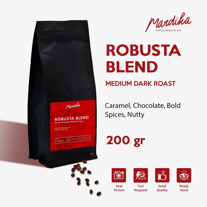 

Caraka.store1 BIJI KOPI 100% FULL ROBUSTA Medium Roast 500 & 200 gr - Mardika Coffee