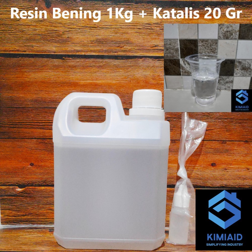 Wrmiaw - Resin Bening 1Kg + Katalis 20 Gram - Resin Bening - Resin Polyester - Unsaturated Polyester