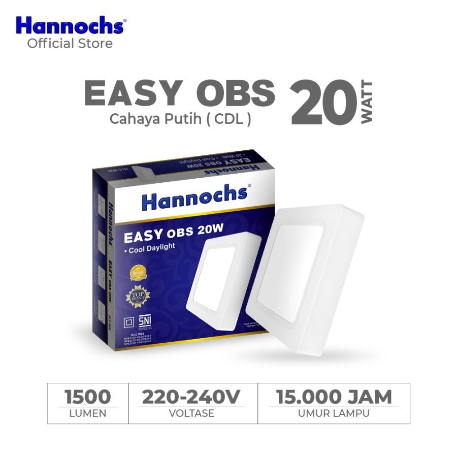LAMPU DOWNLIGHT LED PLAFON HANNOCHS EASY OBS 20W KOTAK OB DITEMPEL OUTBOW