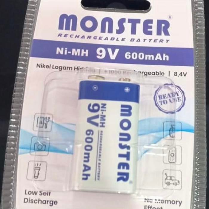 Baterai 9V Rechargeable Monster