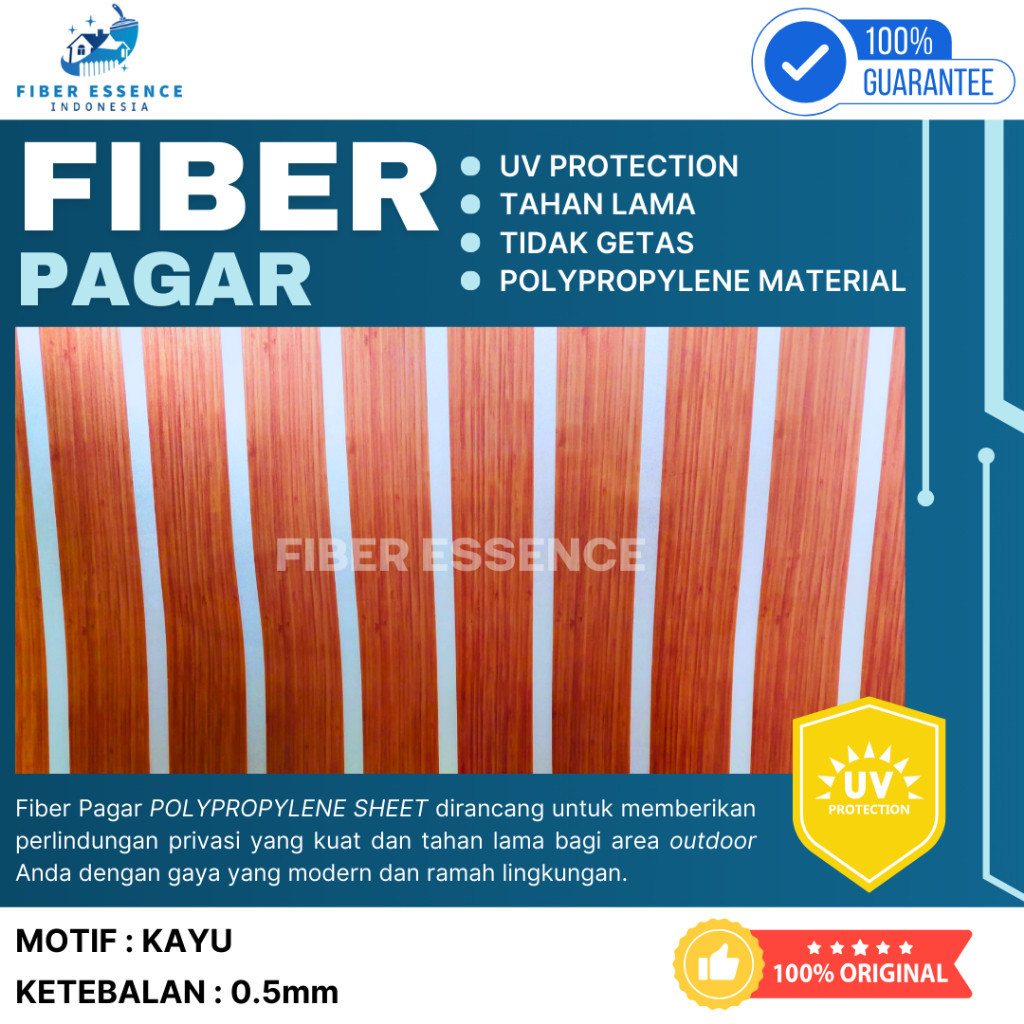 [ESSENCE] Fiber Plastik Pelapis Penutup Pagar Rumah Motif KAYU Meteran