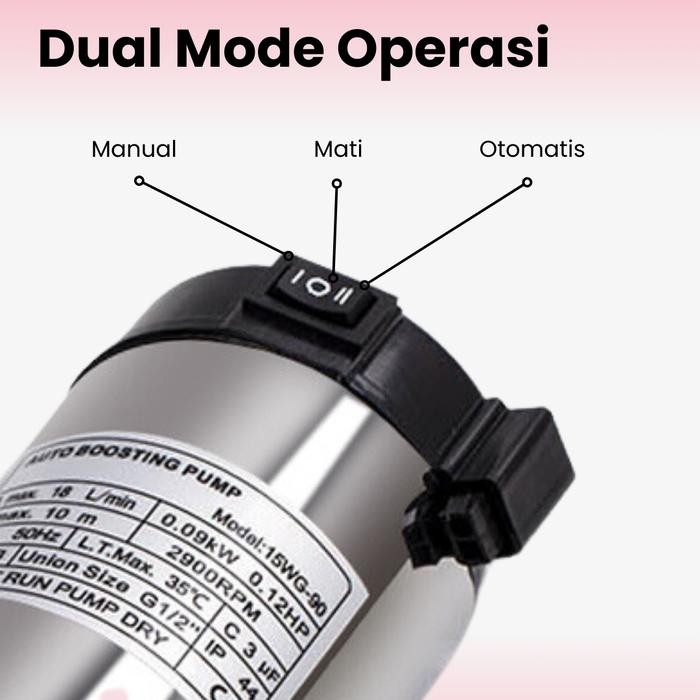 Berkualitas Pompa Pendorong Air Otomatis Booster Pump 90W Pompa Dorong Wastafel Kamar Mandi Kran