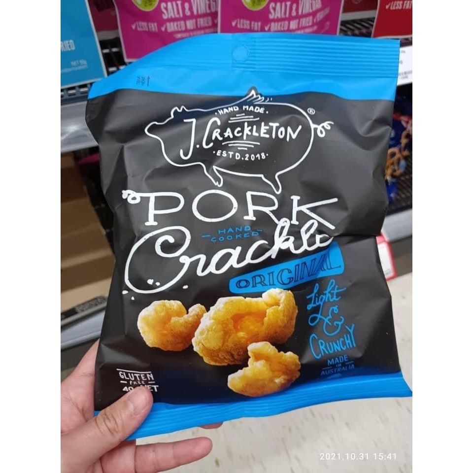 

Omahjajanan J Crackleton Pork Crackle Ginal Kerupuk Babi Australia 40G