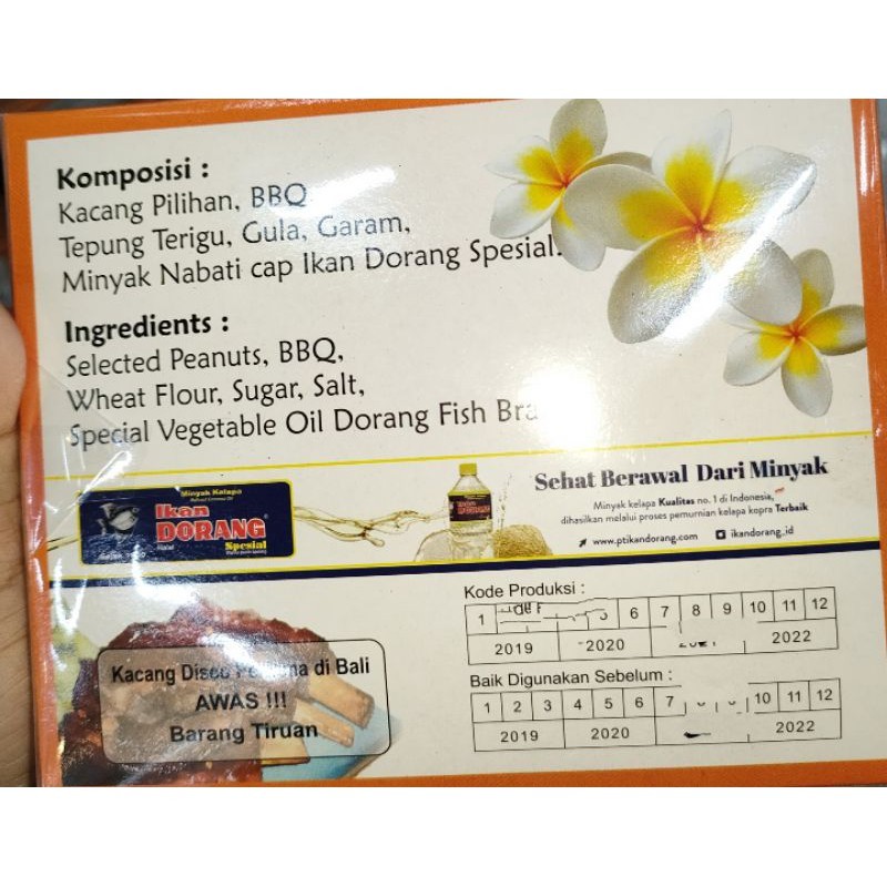 

Restokobar Kacang Disco Putra Mami 200Gr Menggunakan Minyak Cap Ikan Dorang Asli Khas Bali + Bubble