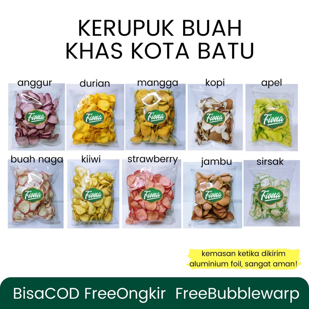 

Eumsig Hemat 10Pcs Krupuk Buah Varian Mix Durian Buah Naga Anggur Strawberry Jambu Kopi Sirsak -