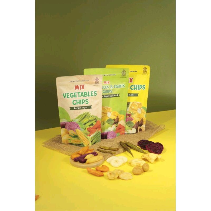 

Eumsig Keripik Mix Sayur & Buah Mix Vegetables Chips & Fruit Chips Kemasan Pouch Premium