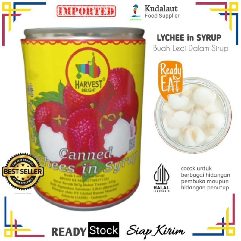 

Sega Tungtung Lychee In Syrup / Buah Leci Dalam Sirup; Harvest Delight; Kemasan Kaleng 567G