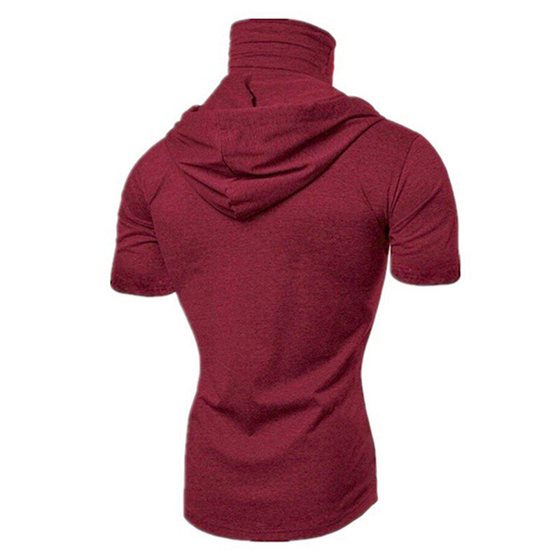 Mens Gym Thin Hoodie Short Sleeve Hoodies With Mask Sweatshirt Casual Splice Large Mask Hoodie