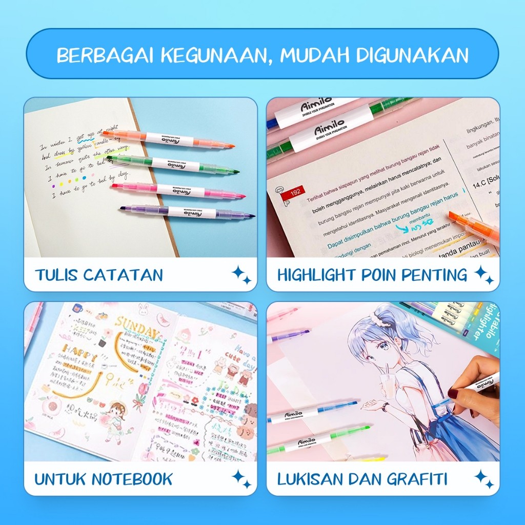 

[READY] AIMILO STABILO PASTEL 1 SET HIGHLIGHTER 2 SISI 6 PCS