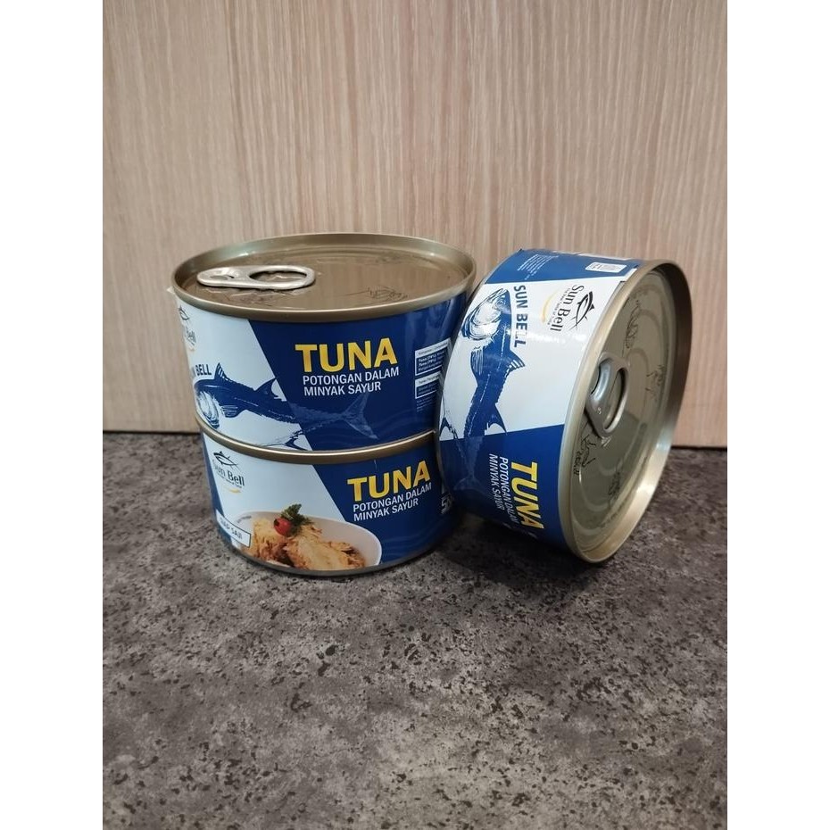 

Tuna Kaleng Sunbell Ikan Tuna Potong Siap Saji 185Gr