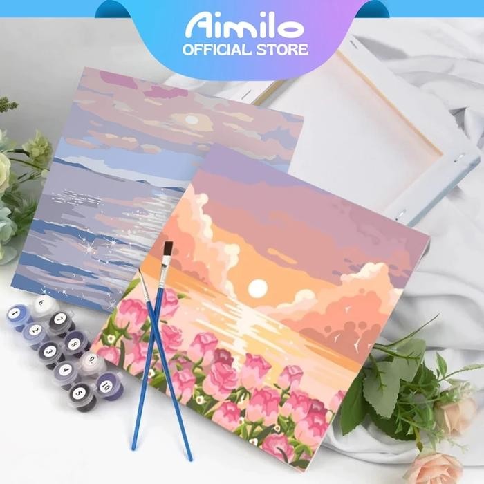 

[READY] Aimilo Paint By Number 20x20cm Lukisan Kanvas DIY Digital Painting Kit With Kanvas