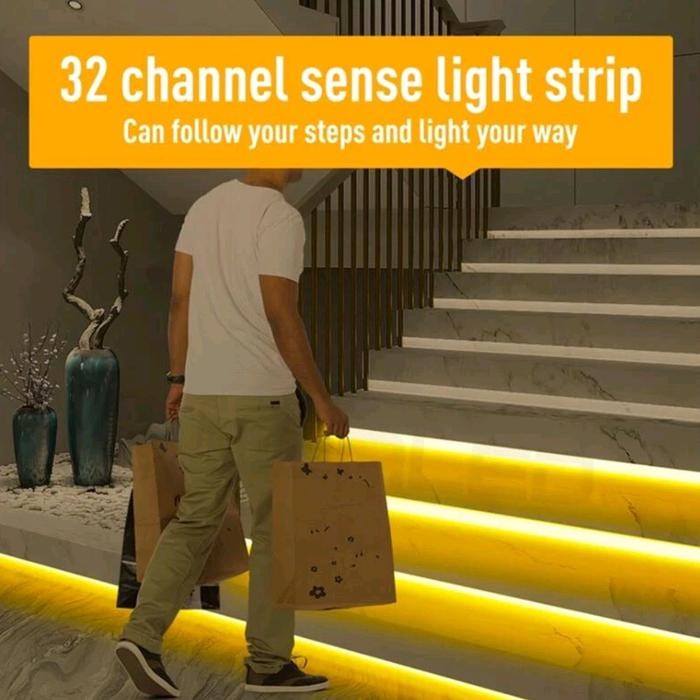 LAMPU STRIP SENSOR GERAK TANGGA LED FLEKSIBEL PENGONTROL OTOMATIS