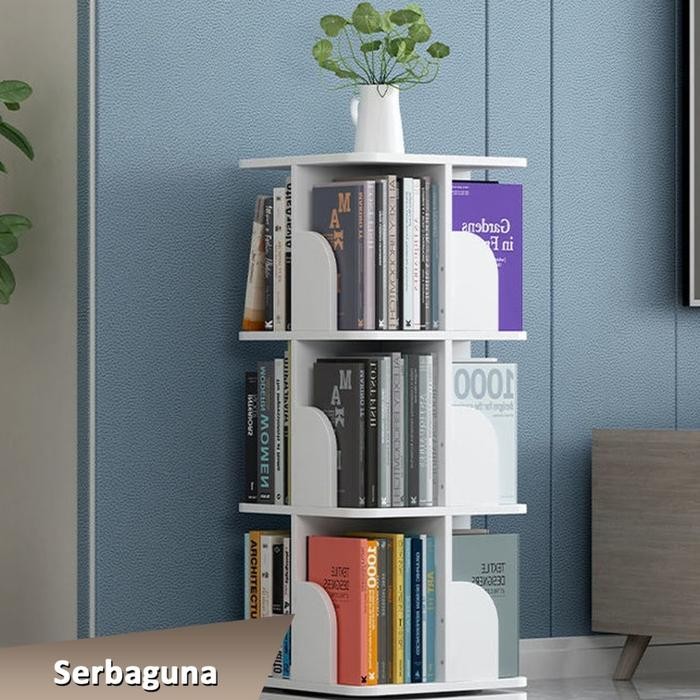 

Cozycraft - Rak Buku Susun Dapat Diputar Multi-Layer Muat Banyak Rak Buku Putar Estetis Multifungsi