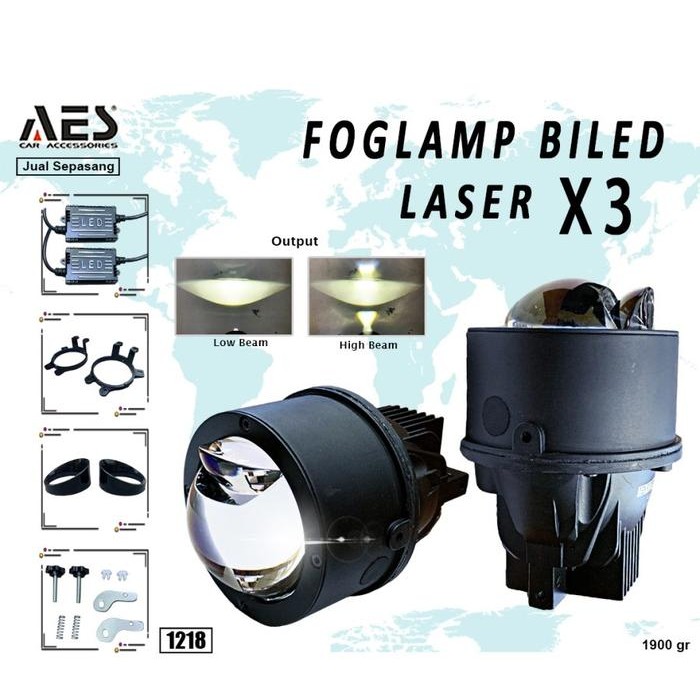 PREMIUM Foglamp Projector Biled AES Q8 LASER Hi loo 45 Watt