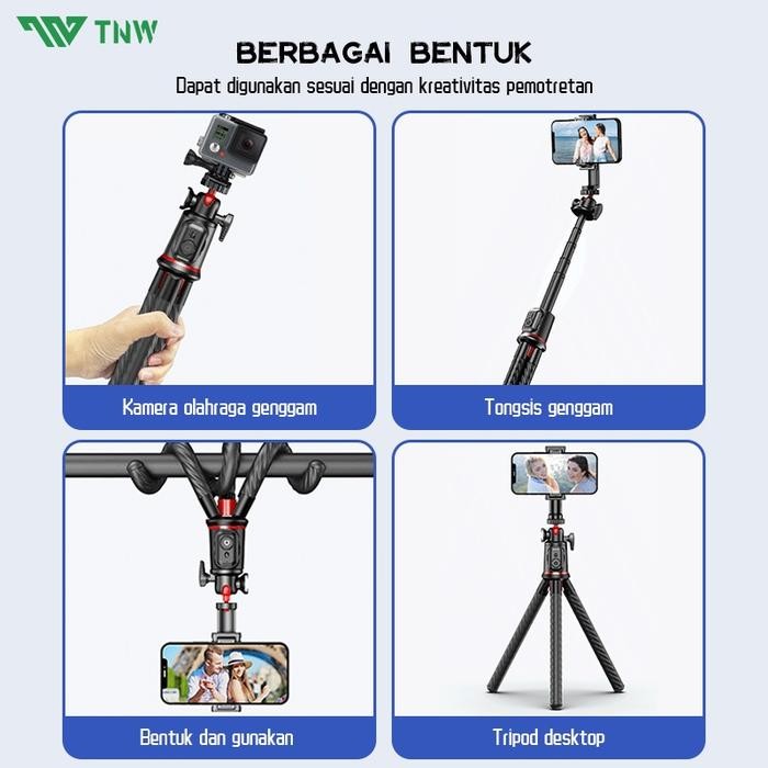 TNW Octopus Tripod Fleksibel Bluetooth Remoter Tongsis Octopus Tripod Selfie Stick Octopus Portable