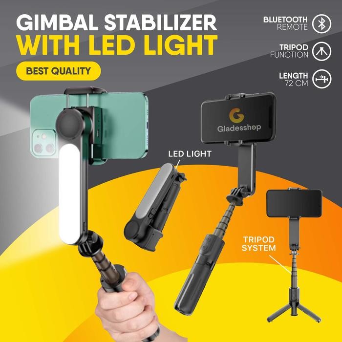 gimbal stabillizer with led and bluetooth selfie stick tongsis gimbal