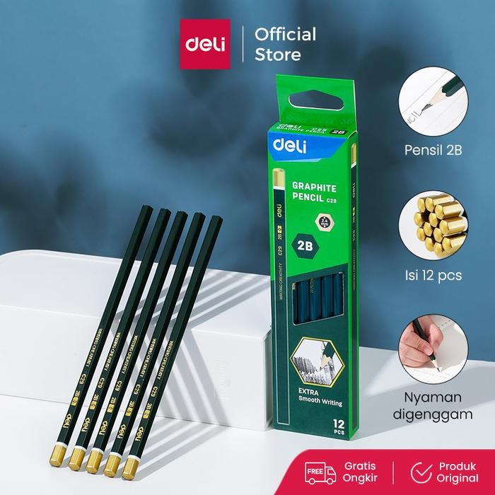 

Ready JT Deli Graphite Pencil / Pensil Kayu 2B Isi 12 Nyaman Digenggam EC29