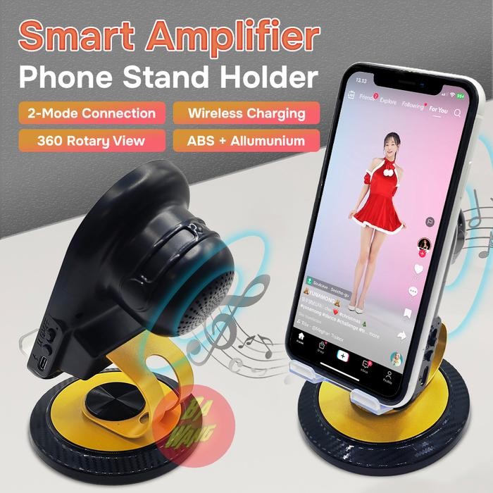 Phone Stand Standing Pembesar Suara Dudukan Holder Rotary Putar 360 HP Tablet Wireless Charger