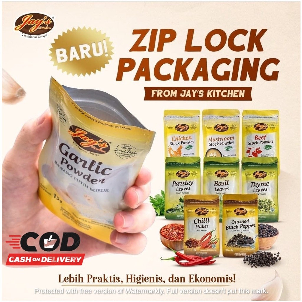 

( BERKAH ) JAYS SEASONING POWDER JAY'S / JAY / BUMBU DAPUR / BUMBU MASAK INSTAN SASET GARLIC POWDER