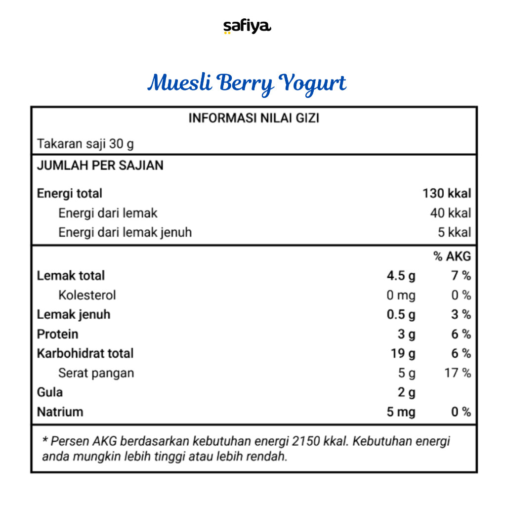 

Muesli Berry Yogurt Safiya 1 Kg Oatmeal Diet Fruity Taste Sereal Sehat