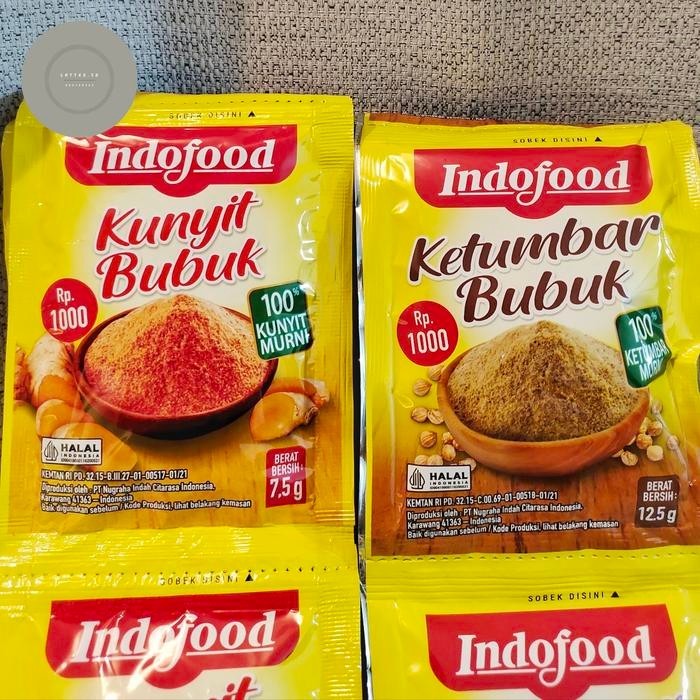 

Terlaris Indofood Ketumbar Bubuk/Kunyit Bubuk Indofood 7.5Gr