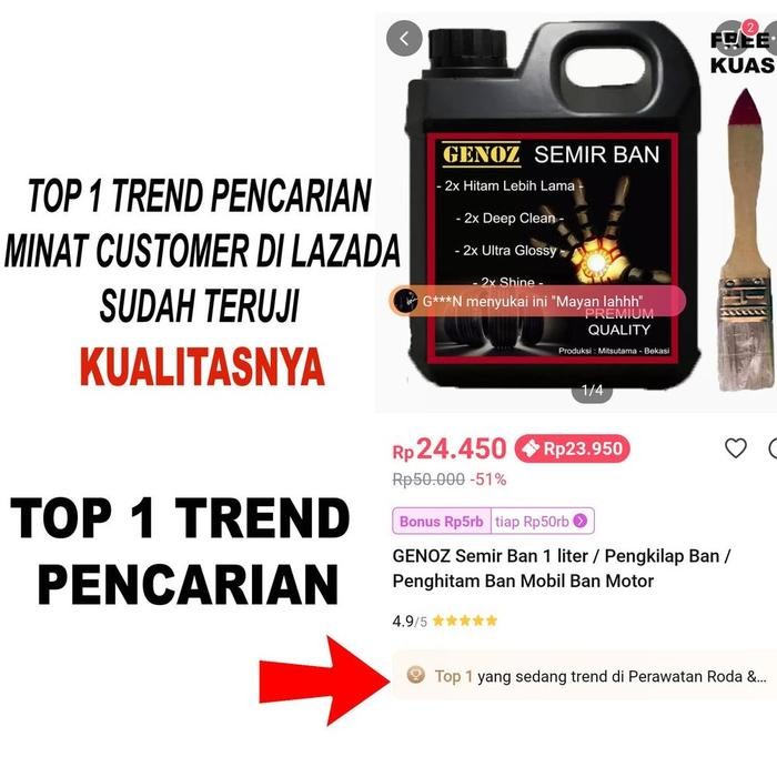  GENOZ Semir Ban PREMIUM 2x Lebih KENTAL - Semir Ban Mobil -